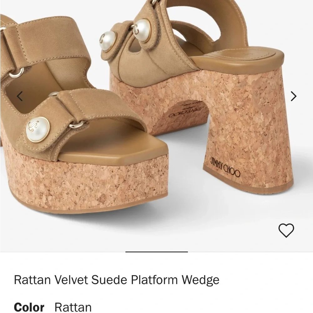 Jimmy Choo Rattan Velvet Suede Platform Wedge Sandals